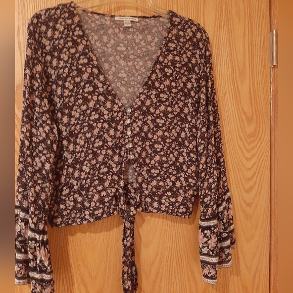 American Eagle Outfitters Women's Boho Floral Blouse Size Large - Picture 1 of 12